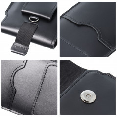 Apple iPhone 6 6S Univerzálne puzdro, Belt Holster ROYAL - Leather universal flap pocket Black 