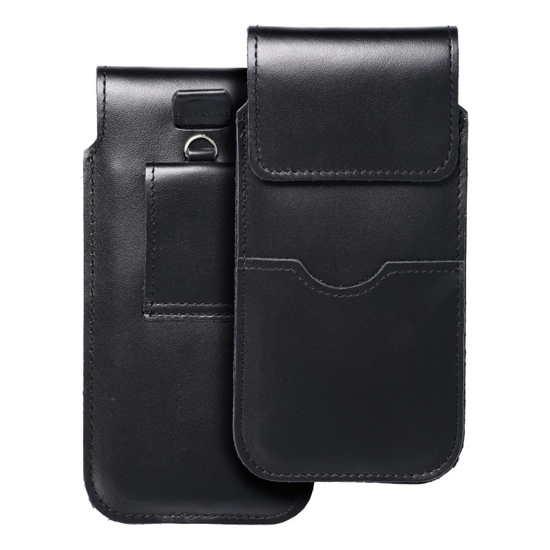 Apple iPhone 11 Univerzálne puzdro, Belt Holster ROYAL - Leather universal flap pocket Black 