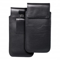 Apple iPhone 6 6S Plus Univerzálne puzdro, Belt Holster ROYAL - Leather universal flap pocket Black 