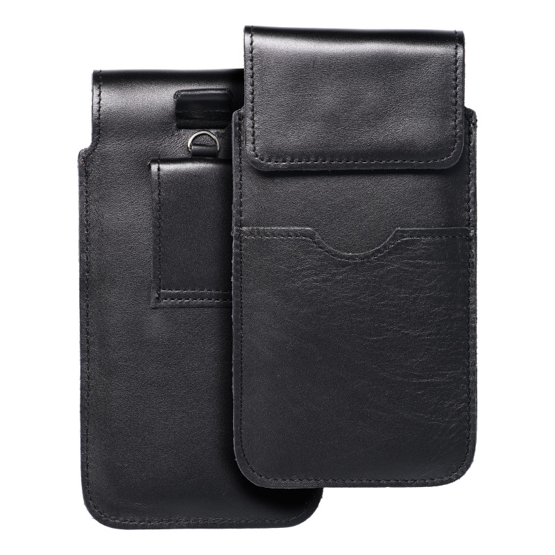 XIAOMI Redmi Note 10 Pro Univerzálne puzdro, Belt Holster ROYAL - Leather universal flap pocket Black 