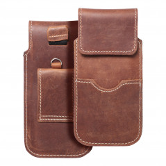 Apple iPhone 5 5S Univerzálne puzdro, Belt Holster ROYAL - Leather universal flap pocket Brown 