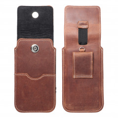 Apple iPhone 5 5S Univerzálne puzdro, Belt Holster ROYAL - Leather universal flap pocket Brown 