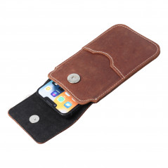 Apple iPhone 5 5S Univerzálne puzdro, Belt Holster ROYAL - Leather universal flap pocket Brown 