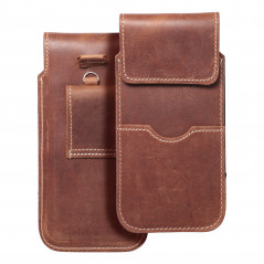 Apple iPhone 6 6S Univerzálne puzdro, Belt Holster ROYAL - Leather universal flap pocket Brown 