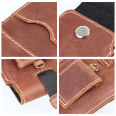 XIAOMI Redmi Note 10 Pro Univerzálne puzdro, Belt Holster ROYAL - Leather universal flap pocket Brown 