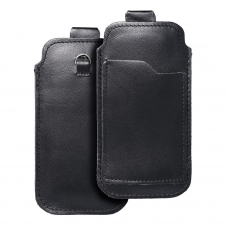 Apple iPhone 5 5S Univerzálne puzdro, Belt Holster ROYAL - Leather universal flap pocket Black 