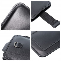 Apple iPhone 6 6S Univerzálne puzdro, Belt Holster ROYAL - Leather universal flap pocket Black 