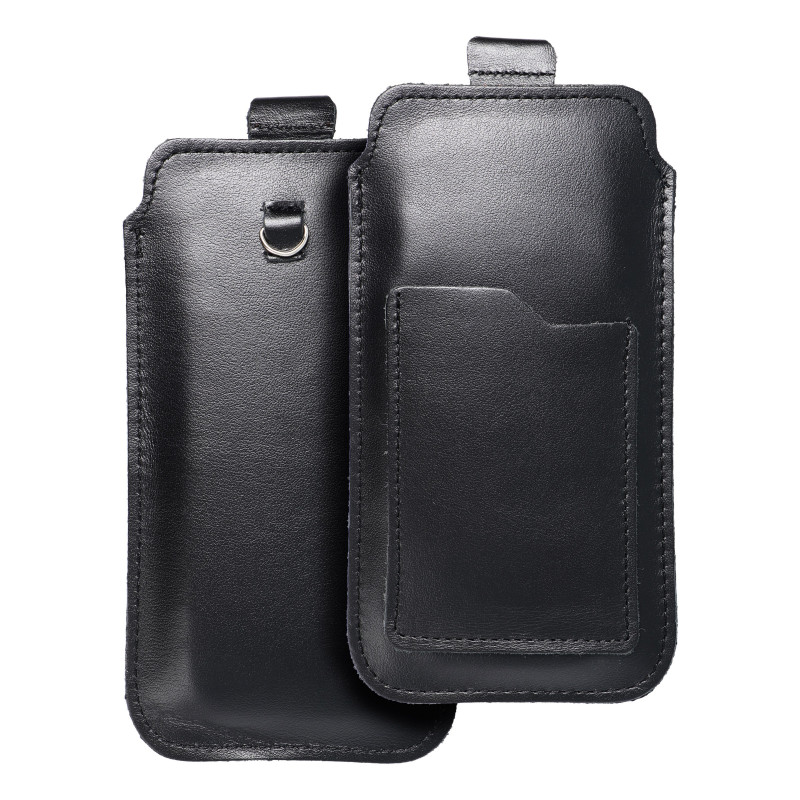 Apple iPhone 11 Univerzálne puzdro, Belt Holster ROYAL - Leather universal flap pocket Black 