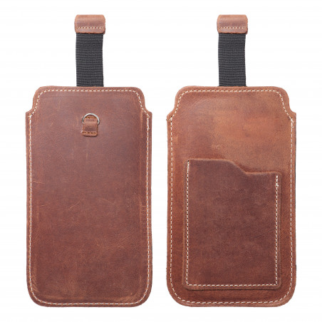 Apple iPhone 5 5S Univerzálne puzdro, Belt Holster ROYAL - Leather universal flap pocket Brown 