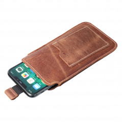 Apple iPhone 6 6S Univerzálne puzdro, Belt Holster ROYAL - Leather universal flap pocket Brown 