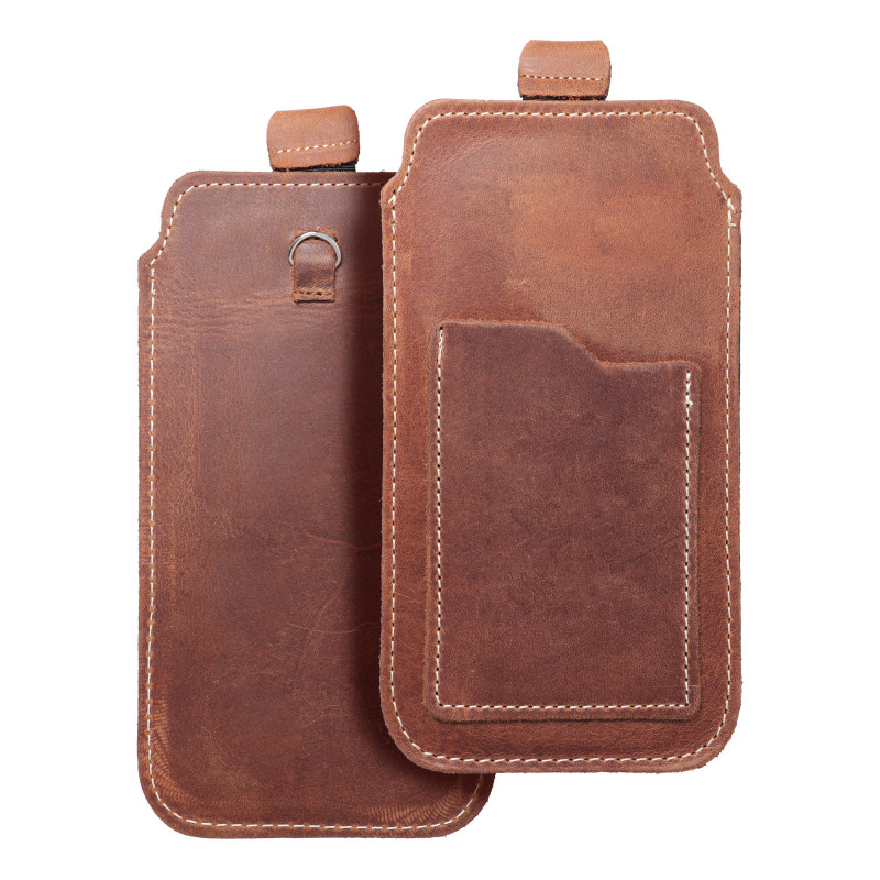 Apple iPhone 11 Univerzálne puzdro, Belt Holster ROYAL - Leather universal flap pocket Brown 