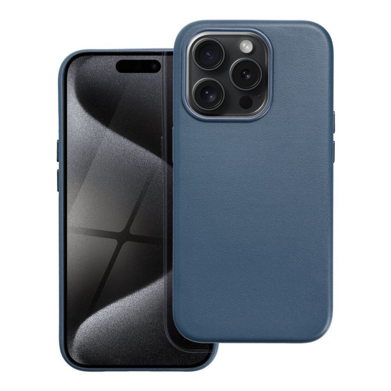 Apple iPhone 15 Pro Case Leather Mag Cover Elegant  MagSAFE  Indigo blue 