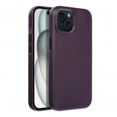 Apple iPhone 15 Case Leather Mag Cover Elegant  MagSAFE  Dark violet