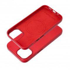 Apple iPhone 15 Case Leather Mag Cover Elegant  MagSAFE  Red 