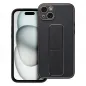 Apple iPhone 15 Plus Case LEATHER Case Kickstand Black 