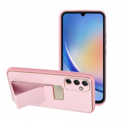 Samsung Galaxy A34 Case LEATHER Case Kickstand Pink 