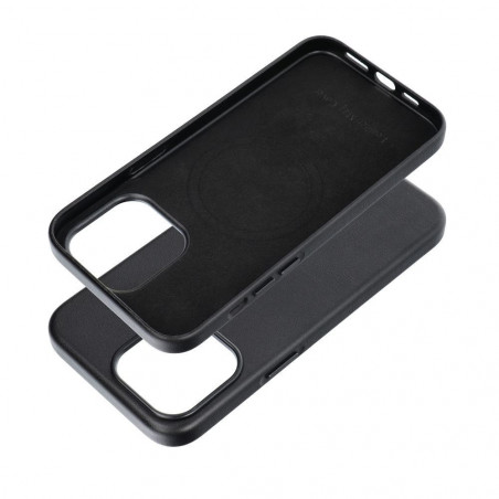 Apple iPhone 15 Pro Max Case Leather Mag Cover Elegant  MagSAFE  Black 