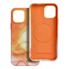 Apple iPhone 15 Pro Max Case Leather Mag Cover Elegant  MagSAFE  Orange splash 