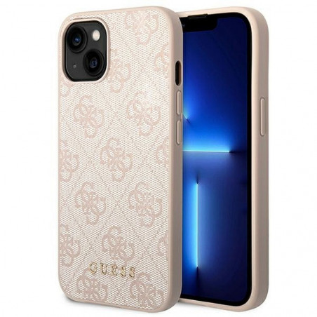 Apple iPhone 14 Case Guess 4G Gold Logo Elegant  Pink