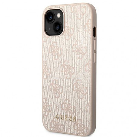 Apple iPhone 14 Case Guess 4G Gold Logo Elegant  Pink