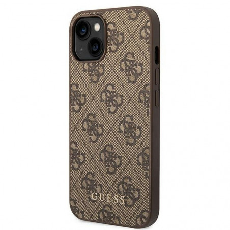 Apple iPhone 14 Plus Case Guess 4G Gold Logo Elegant  Brown