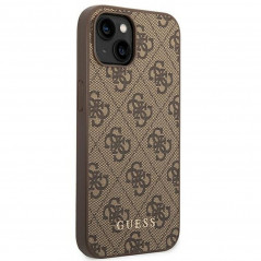 Apple iPhone 14 Plus Case Guess 4G Gold Logo Elegant  Brown 