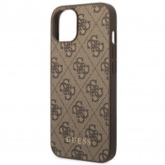 Apple iPhone 14 Plus Case Guess 4G Gold Logo Elegant  Brown 