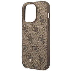 Apple iPhone 14 Pro Case Guess 4G Gold Logo Elegant  Brown 