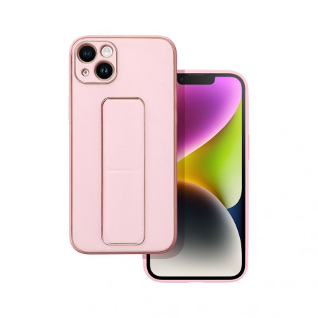 Apple iPhone 14 Plus Case LEATHER Case Kickstand Pink
