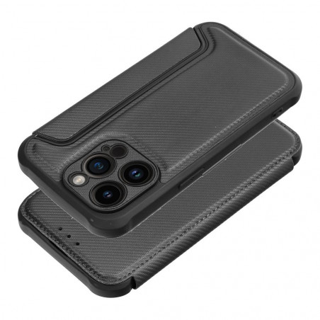 Apple iPhone 14 Pro Wallet Cases Razor Book Carbon Fibre, Carbon pattern Black