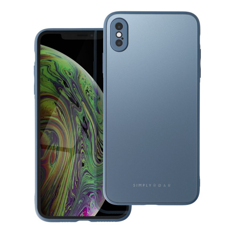 Apple iPhone XS Case Roar Matte Glass Stylish  Blue 