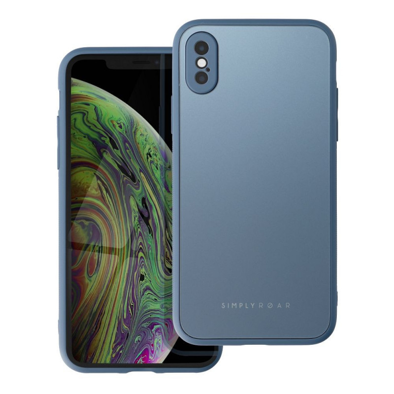 Apple iPhone XS Case Roar Matte Glass Stylish  Blue 