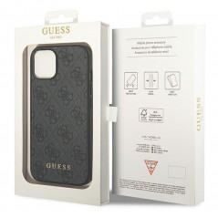 Apple iPhone 14 Plus Case Guess 4G Gold Logo Elegant  Grey 