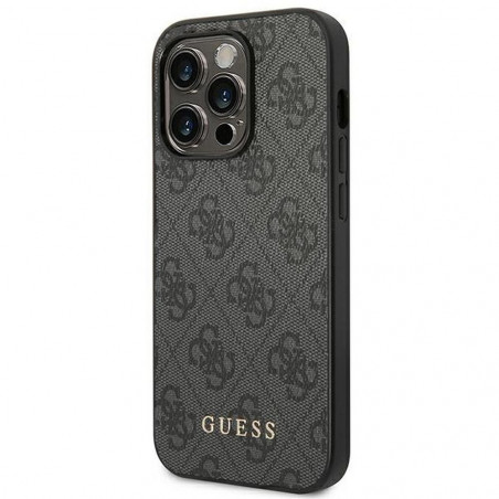 Apple iPhone 14 Pro Case Guess 4G Gold Logo Elegant  Grey