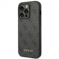 Apple iPhone 14 Pro Max Case Guess 4G Gold Logo Elegant  Grey