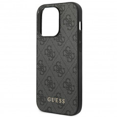 Apple iPhone 14 Pro Max Case Guess 4G Gold Logo Elegant  Grey 