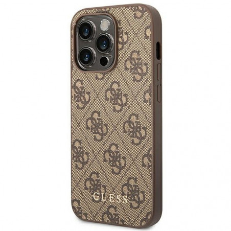 Apple iPhone 14 Pro Max Case Guess 4G Gold Logo Elegant  Brown