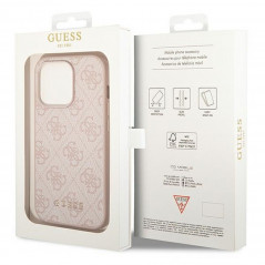 Apple iPhone 14 Pro Case Guess 4G Gold Logo Elegant  Pink 