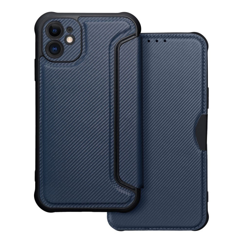 Apple iPhone 11 Wallet Cases Razor Book Carbon Fibre, Carbon pattern  Blue 