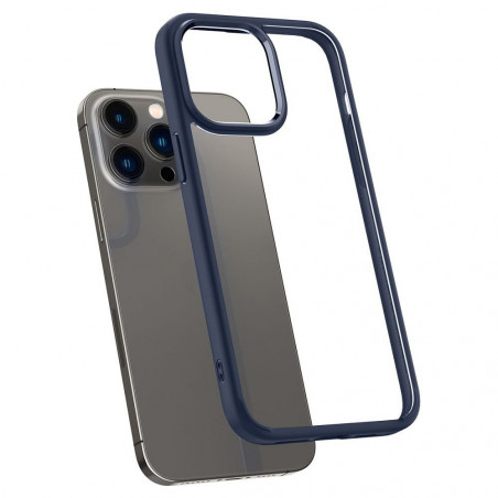 Apple iPhone 14 Pro Case Spigen Ultra Hybrid Crystal clear  Navy blue 