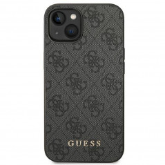 Apple iPhone 14 Case Guess 4G Gold Logo Elegant  Grey 