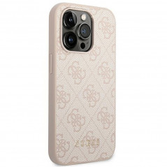 Apple iPhone 14 Pro Max Case Guess 4G Gold Logo Elegant  Pink 