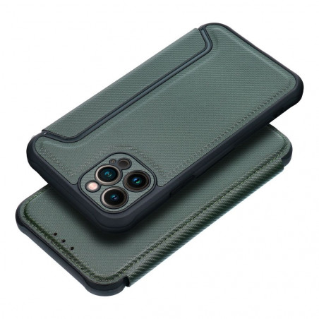 Apple iPhone 12 Pro Wallet Cases Razor Book Carbon Fibre, Carbon pattern  Dark green 