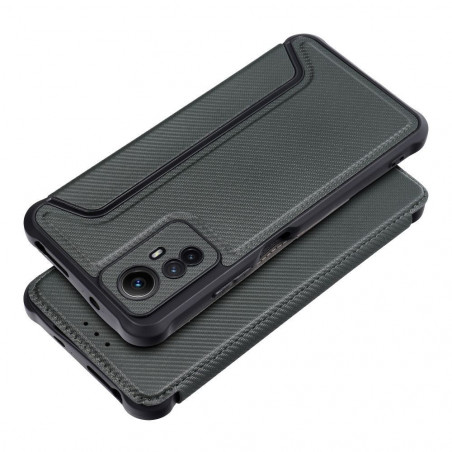 XIAOMI Redmi Note 12s Wallet Cases Razor Book Carbon Fibre, Carbon pattern  Dark green