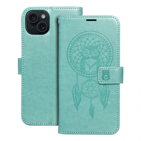 Apple iPhone 15 Plus Wallet Cases MEZZO Book Dreamcatcher  Green 