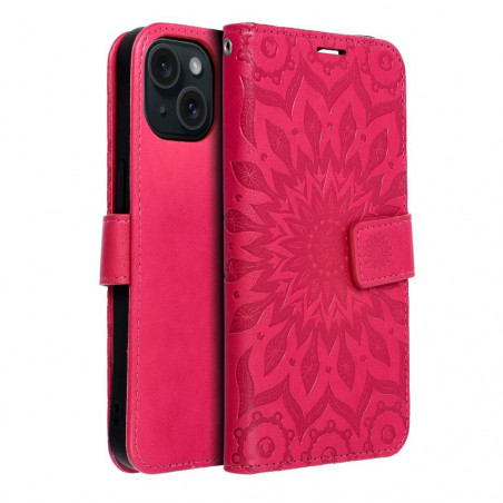 Apple iPhone 15 Wallet Cases MEZZO Book Mandala  Magenta 