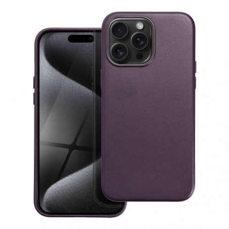 Apple iPhone 15 Pro Max Case Leather Mag Cover Elegant  MagSAFE  Dark violet 