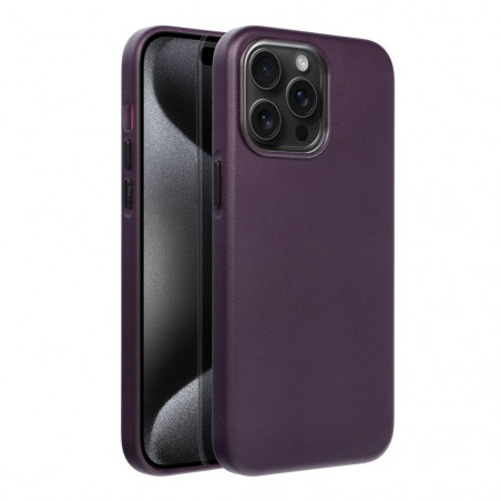 Apple iPhone 15 Pro Max Case Leather Mag Cover Elegant  MagSAFE  Dark violet