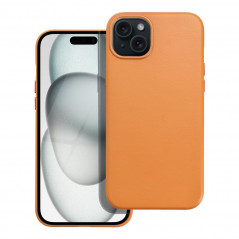 Apple iPhone 15 Plus Case Leather Mag Cover Elegant  MagSAFE  Orange 