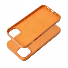 Apple iPhone 15 Plus Case Leather Mag Cover Elegant  MagSAFE  Orange 